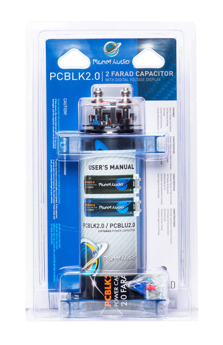 Planet Audio 2 Farad Capacitor w/ Red Digital Voltage Display PCBLK2.0