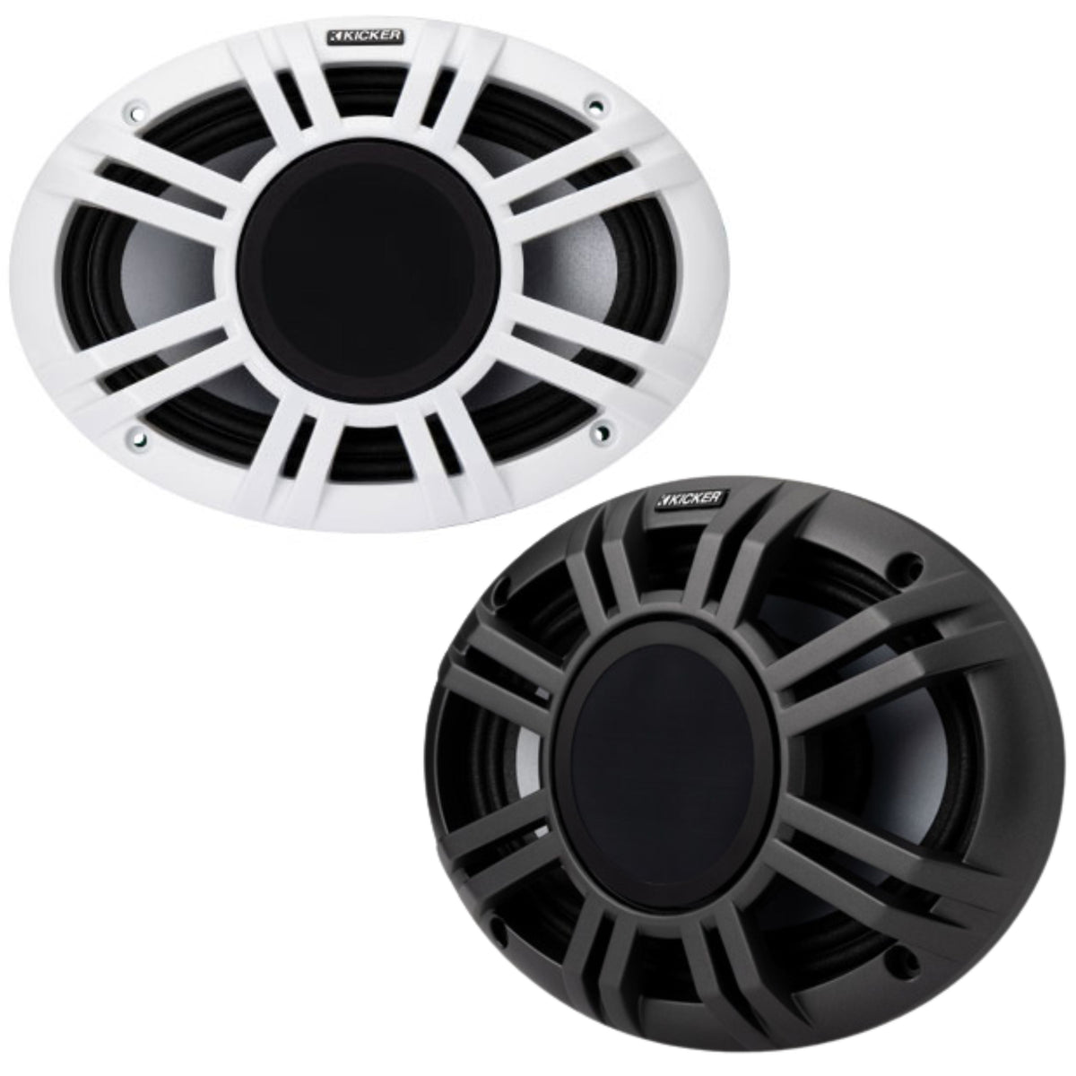 Kicker 6x9" RGB Coax Marine Speakers 300W Peak 4Ohm Black White Grills