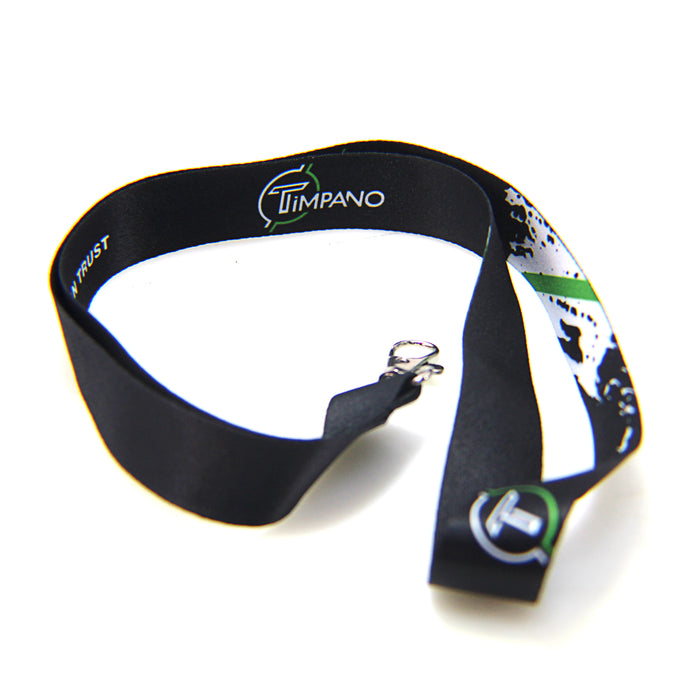 Timpano Audio Lanyard in Black Green and White with Logo