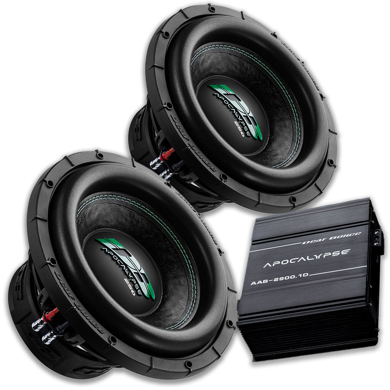 Deaf Bonce Car Audio 2x 12 Subwoofers Dual 1 Ohm SA252 & Monoblock Amplifier