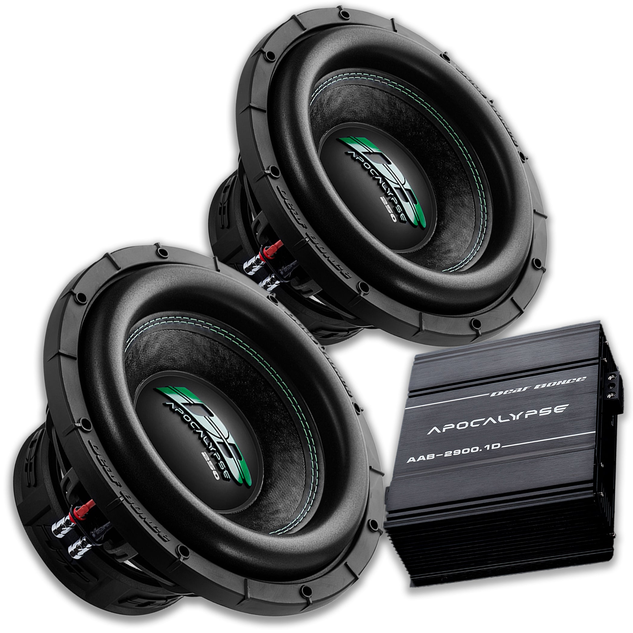 Deaf Bonce Car Audio 2x 12 Subwoofers Dual 1 Ohm SA252 & Monoblock Amp ...