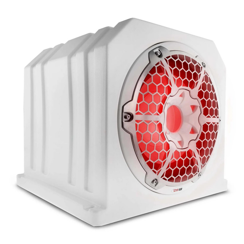 DS18 Marine & Powersports 10" Subwoofer Loaded Box RGB Lights 4 Ohms 700w White