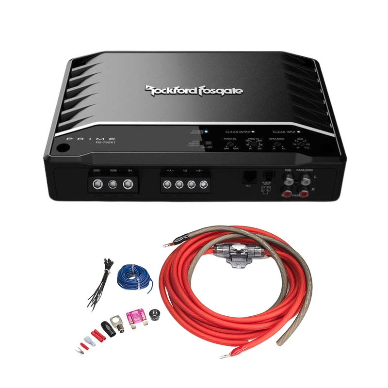Rockford Fosgate Prime 750W 1 Ohm Class D Monoblock Amplifier + Install Kit