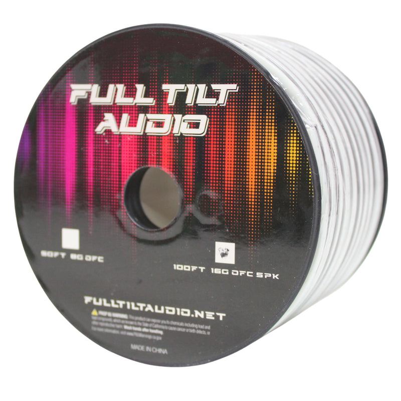 Full Tilt Audio 16 GA Tinned OFC Speaker Wire White/Black Lot Cut By The Foot