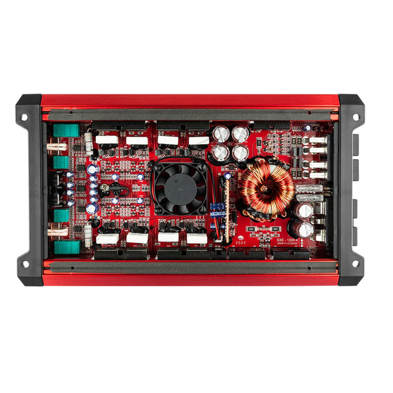 DS18 Car Audio Full Range 4 Channel 1200W Amplifier Class A/B Red SXE-1200.4-RD