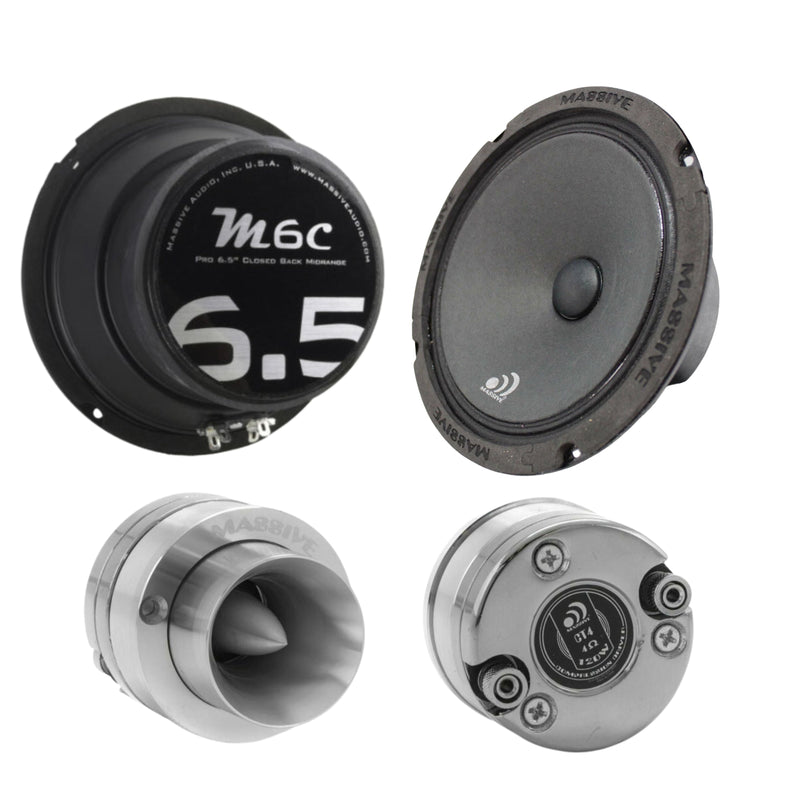 2x Massive CT4 1" 480W 4Ohm Bullet Tweeters + 2x 6.5" Closed Midrange Speakers