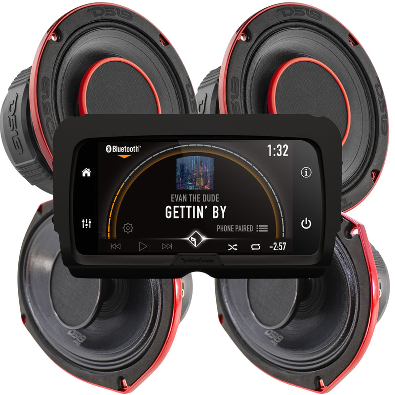 Rockford PMX HD14 Harley Davidson Radio & DS18 Motorcycle 6.5" + 6x9" Speakers