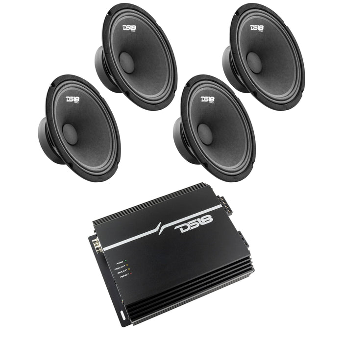 4x DS18 10" Mid Range 2640W Speakers & EXL-P800X4 Power 4-Channel Amplifier