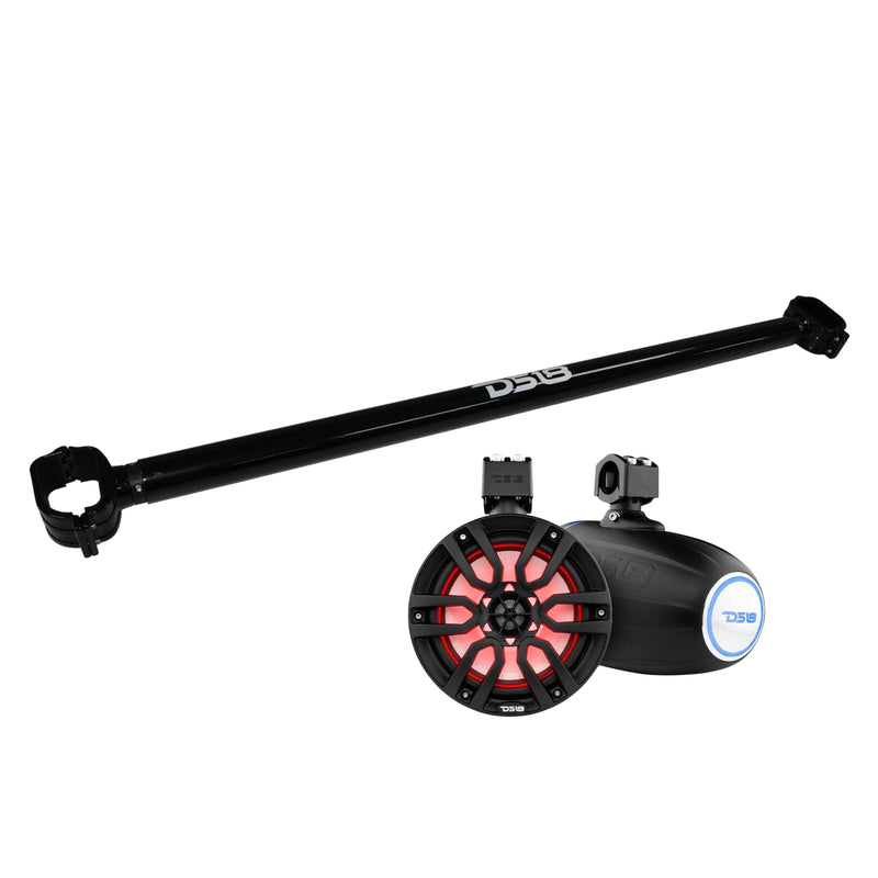 DS18 8 Inch Marine RGB Tower Speakers w/ Mounting Tube for Bronco 6th Gen Black