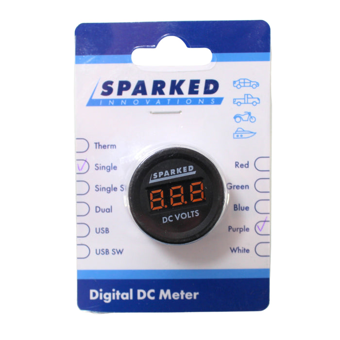 Sparked Innovations Single Display 12V DC Voltmeter Battery Voltage Monitor