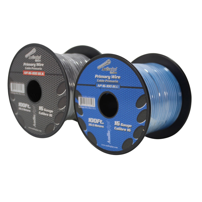 16 GA 100 FT Blue Black Stranded Spools of CCA Primary Power Ground  Wire Cable