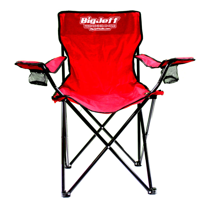 Official Big Jeff Audio Quick Foldable Chair with Cupholder Carrying Bag Red