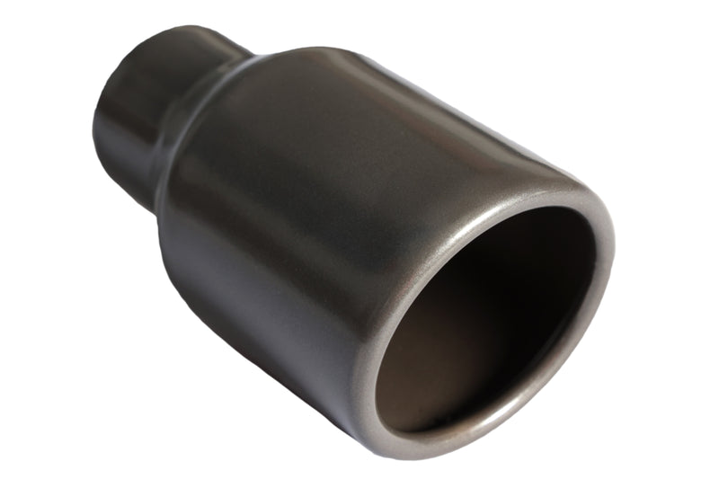 Mach-Speed Universal Car Exhaust Tip Rolled Edge Slant Cut Stainless Steel Tip Powered Coated Gun Metal Grey