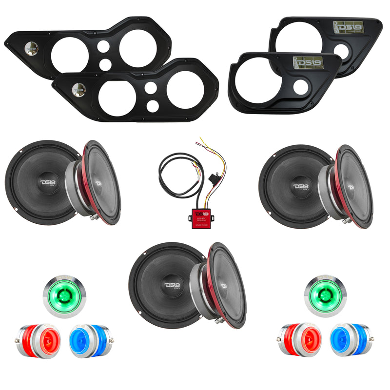 DS18 Jeep JL Front & Back Door Panels Loaded Pods/Speakers/Tweeters/LED Control