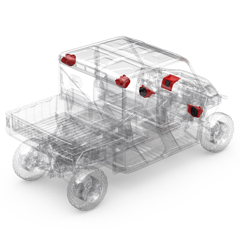 Rockford 6.5 Marine Speakers & Front/Rear Pods Dash Kit 2018+ Polaris Ranger