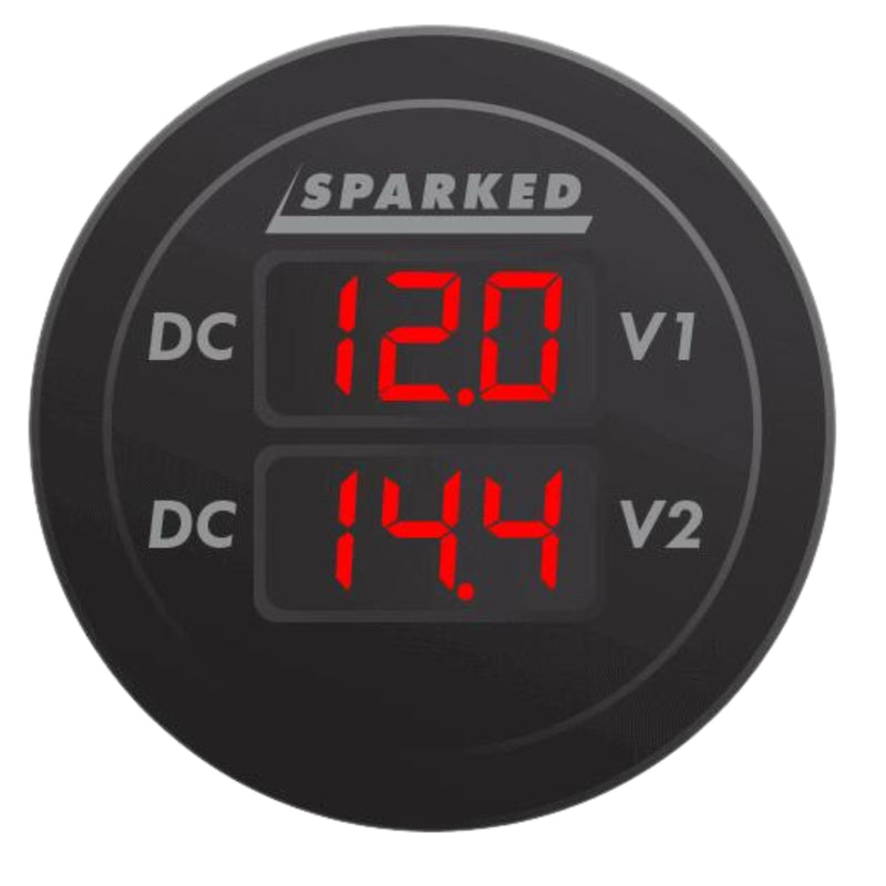 Sparked Innovations Dual LED Display Voltmeter for Main & Aux Battery Monitoring