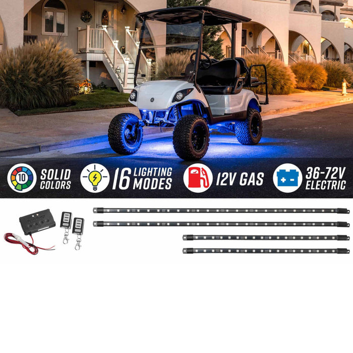 LEDGlow Million Color 4-seater Golf Cart Underglow Accent Light Kit Wireless 4pc