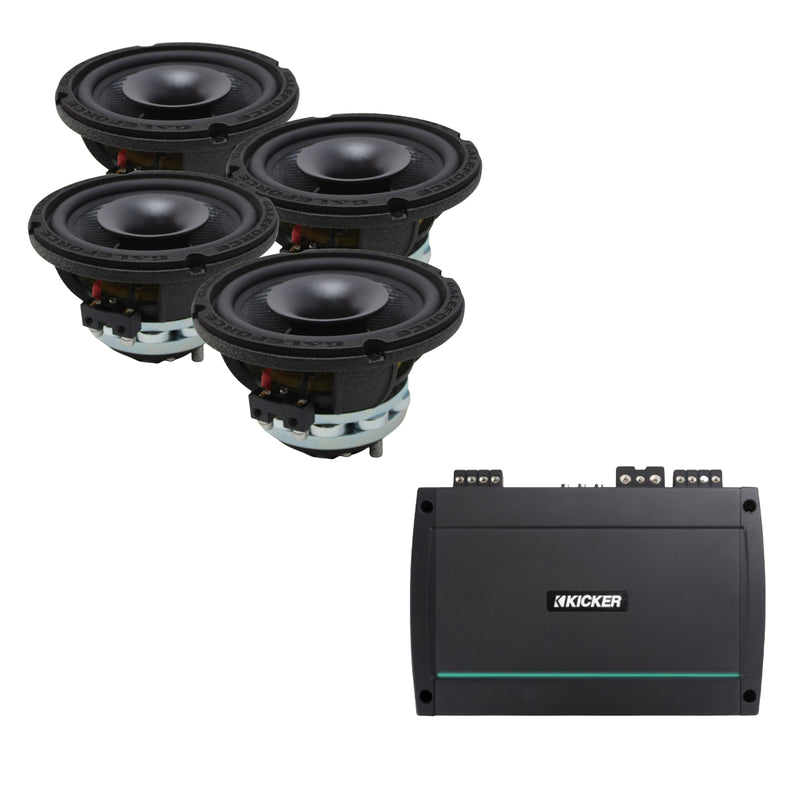 4x Galeforce 6.5" 400W Marine Speaker + Kicker 4 Channel 1100W Marine Amplifier