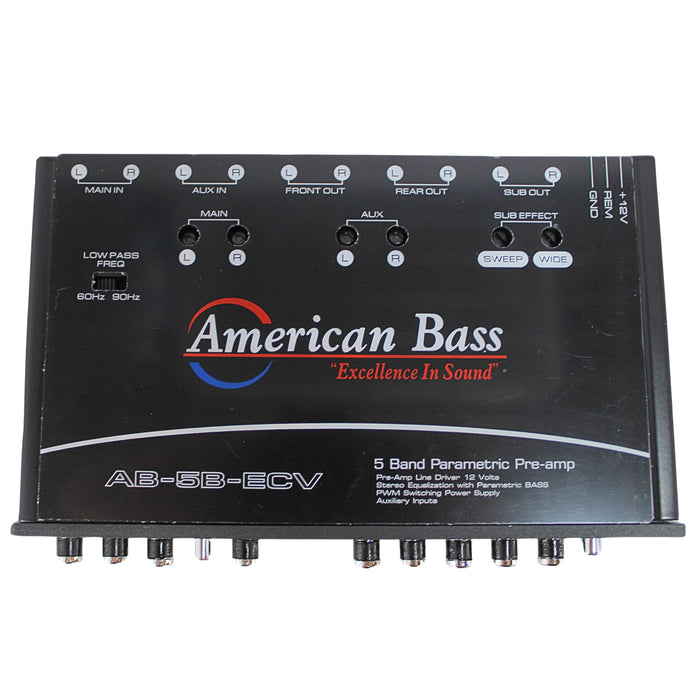 American Bass 5 Band Equalizer with Built in Voltmeter Digital Display AB-5B-ECV