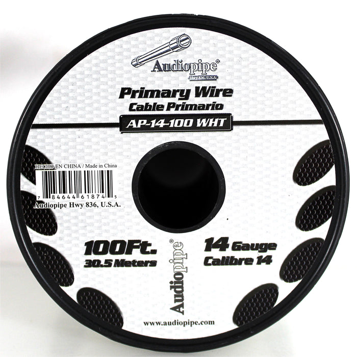 Audiopipe 14 ga 100ft CCA Stranded Primary Ground Power Remote Wire Spool White