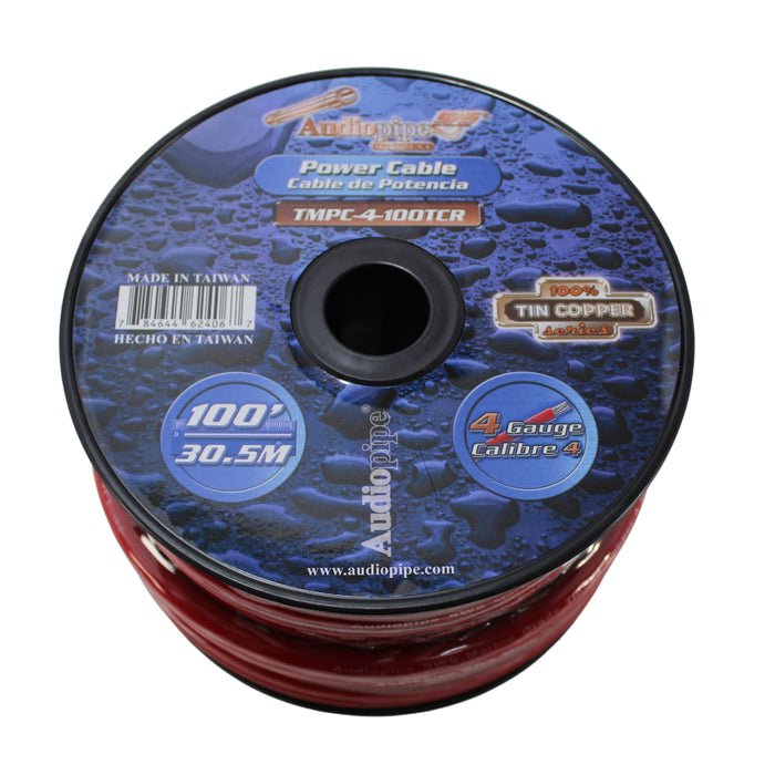 Audiopipe 4 GA 100FT Marine Grade Tinned Copper Power Cable Red