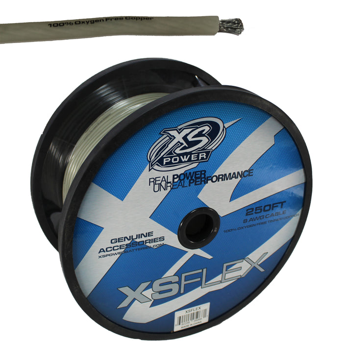 XS Power 8 AWG 100% Oxygen Free Copper XS Flex Power/Ground Wire Clear Lot