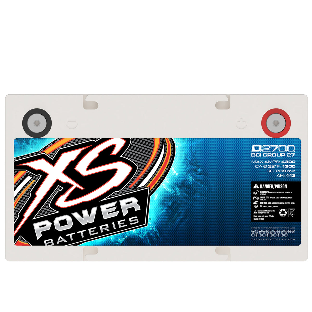 XS Power 12V Compact Pro Car Audio Starting Battery AGM 113 Amp Hours