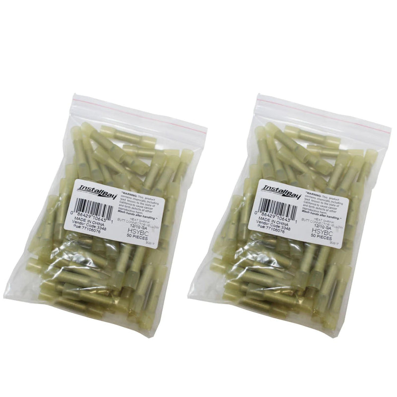 Install Bay Waterproof Heat Shrink Yellow Butt Connectors 12-10Ga 100 Pc