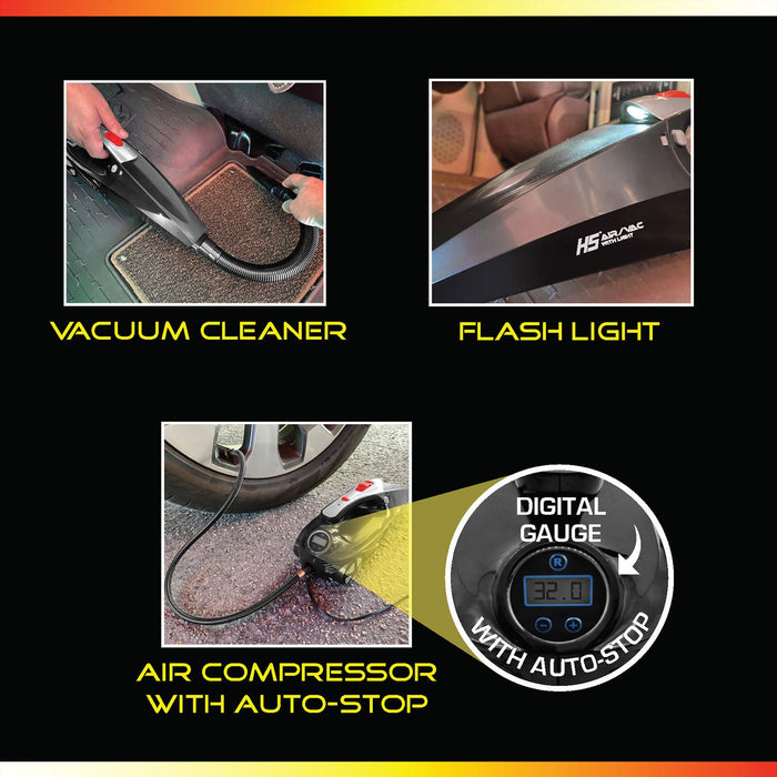 Portable Car Auto Handheld Vacuum / Air Compressor 12V with LED Light