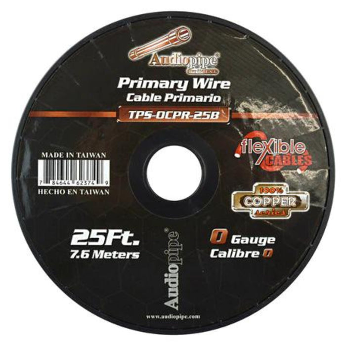Audiopipe 0 GA 100% OFC Copper Flexible Power/Ground Wire Black TPS-0CPR-25B Lot