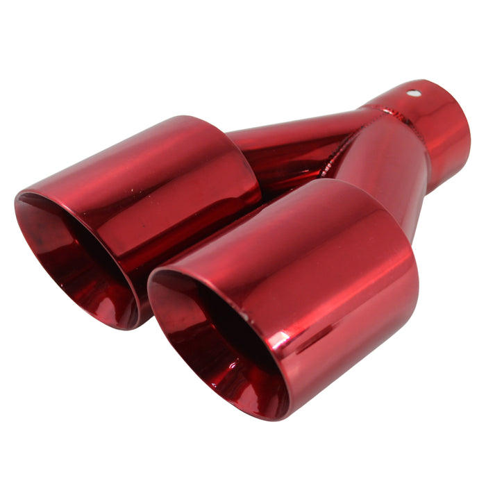 Mach-Speed Universal Car Exhaust Tip Slant Cut Double Wall Powder Red OPEN BOX