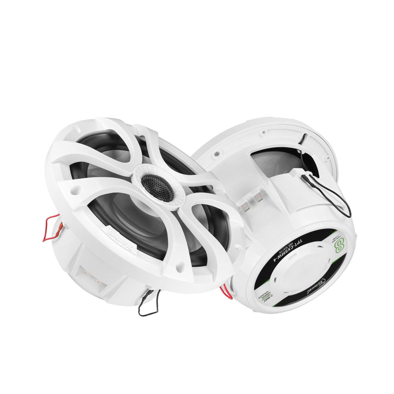 Pair of 8 Inch 250W RMS 4 Ohm 2-Way Coaxial Marine Speakers White TPT-CX8MW-4