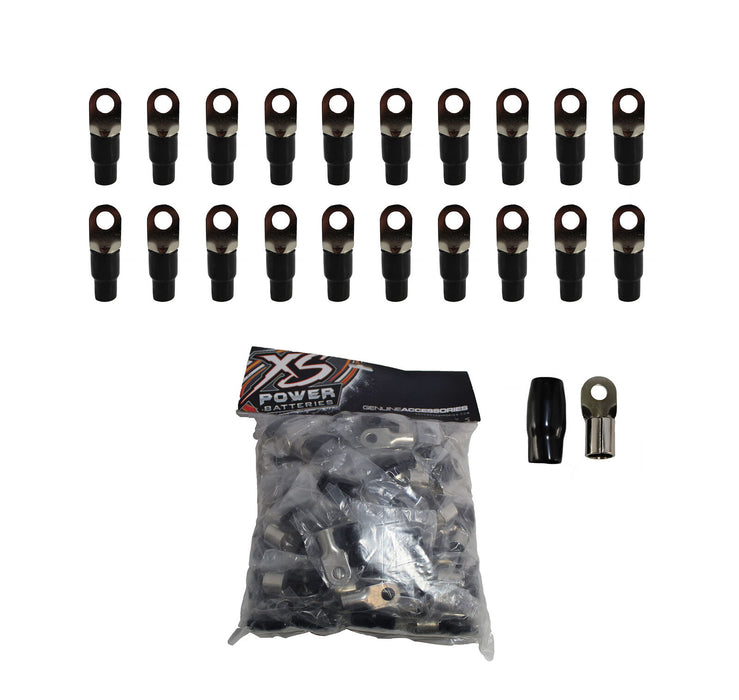 XS Power Black 20pk, 0 AWG 8.5MM Ring Terminals Nickel Plated XS-RT0S-BK