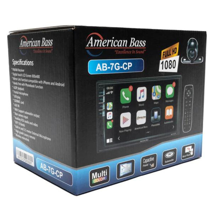 American Bass 7" Touchscreen MP5 Apple CarPlay & Android Auto Compatibility