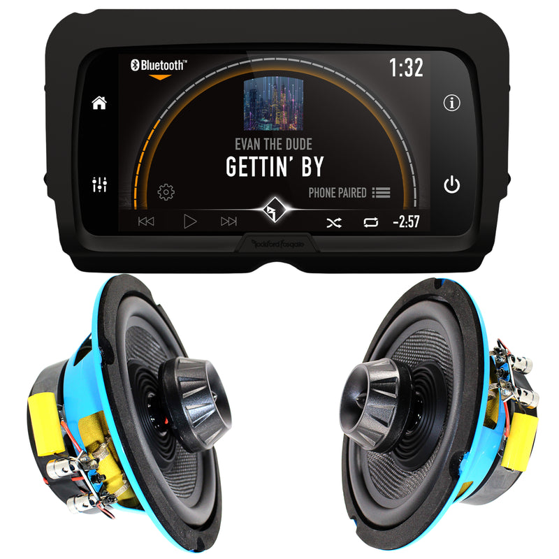 Rockford PMXHD14 Harley Davidson Radio & Galeforce Motorcycle 6.5" Speaker Combo