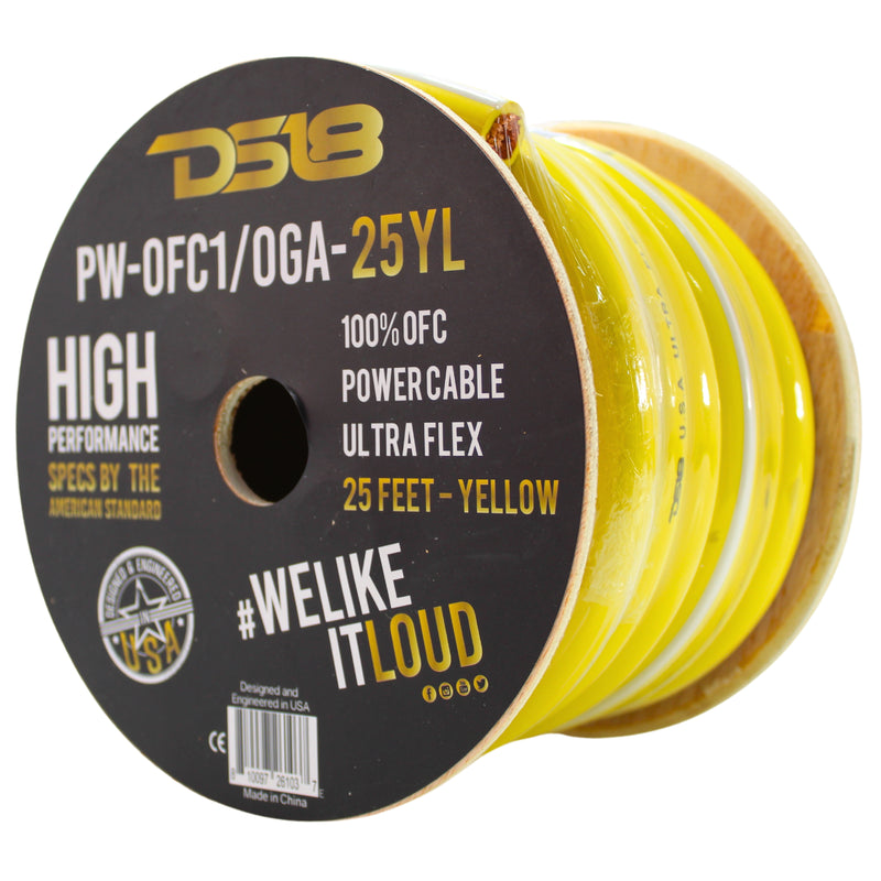 DS18 Ultra Flex 100% OFC 0GA Ground Power Wire Yellow Lot Cut By The Foot