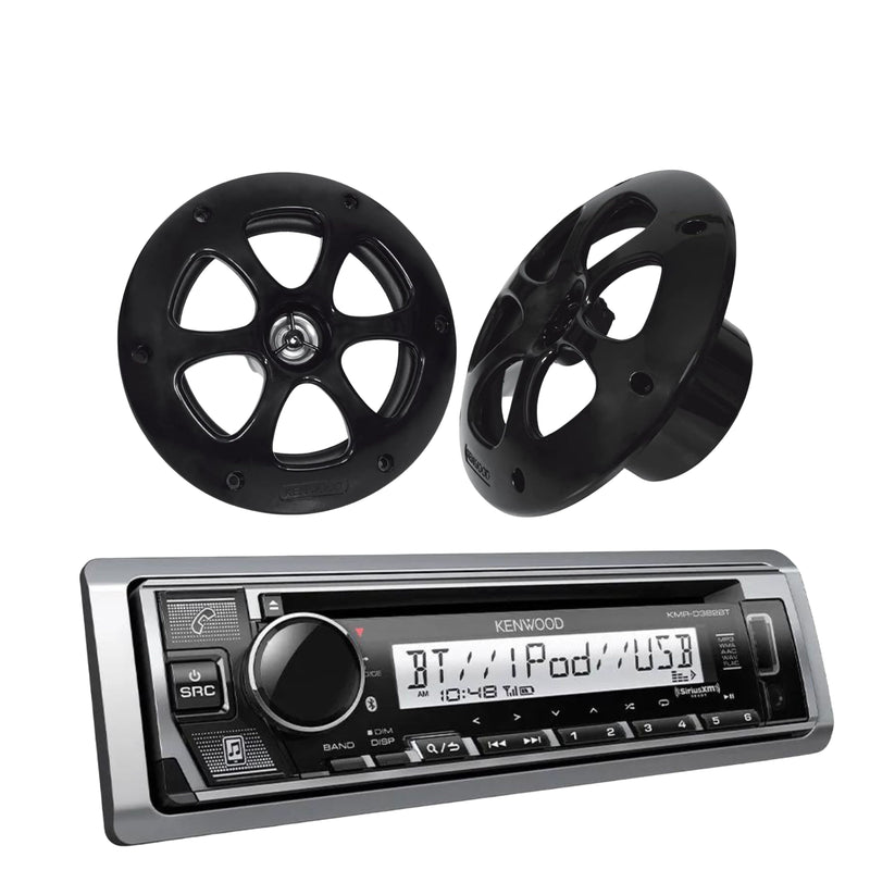 Kenwood Marine Bluetooth Single DIN CD Receiver W/ Pair of 6.5" Coax Speakers
