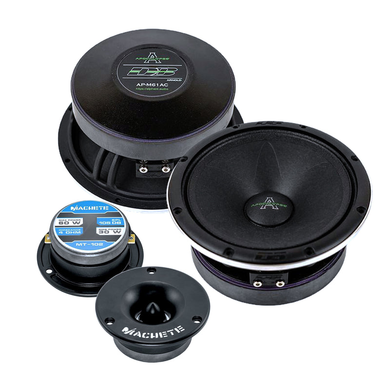 Pair of Deaf Bonce 6.5 Midrange Speakers 360W 4 Ohm w/ 1" Bullet Tweeters 240W