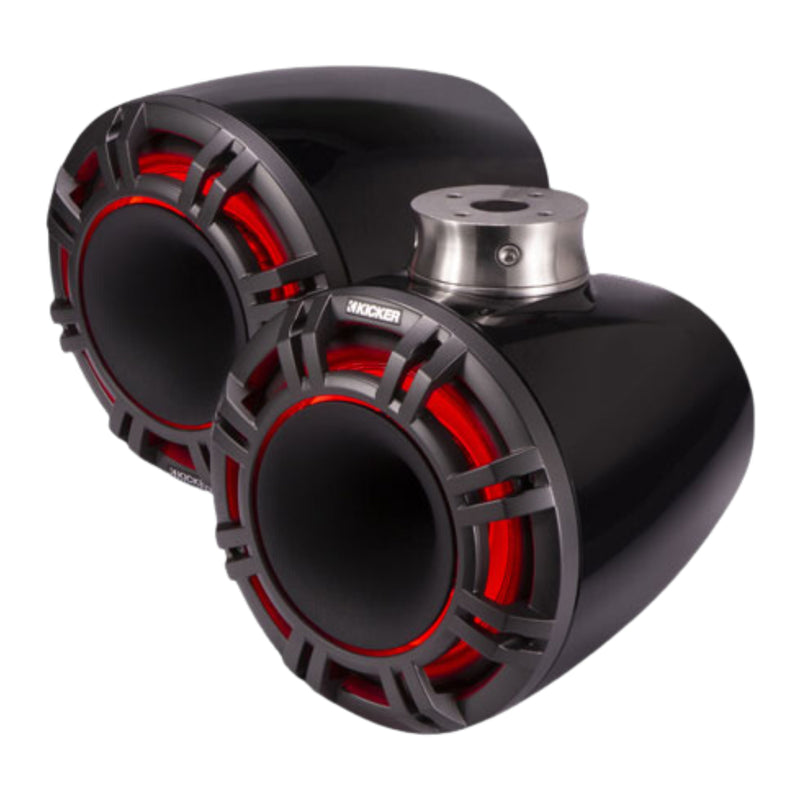 Kicker Pair of Black 9" 600W HLCD Marine Wake Tower Speakers 47KMFC9