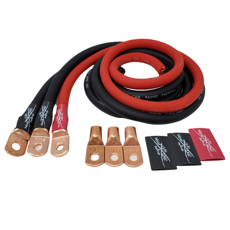 Sky High Car Audio BIG 3 Wiring Upgrade Kit OFC 0 Ga Red Power Black Ground
