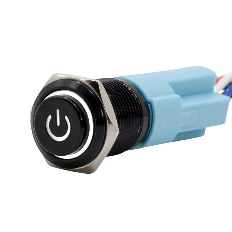 Sparked Innovations Universal Latching Power Symbol Pushbutton Switch w/LED SPDT