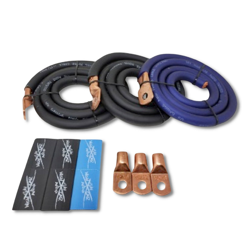 Sky High Car Audio BIG 3 Wiring Upgrade Kit OFC 0 Ga Blue Power Black Ground