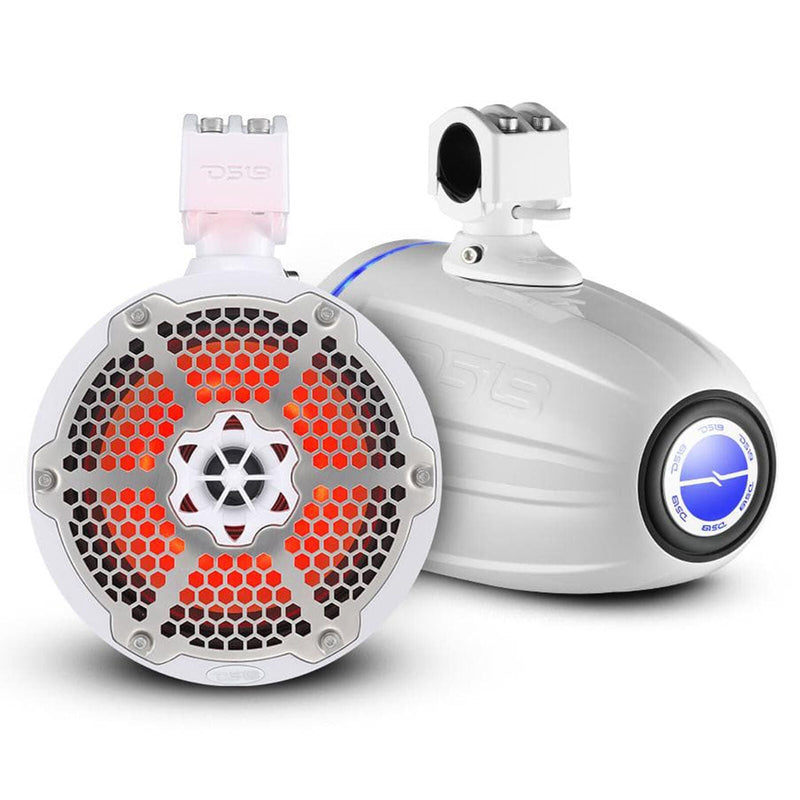 Pair of DS18 Hydro NXL-X10TPNEO/WH 10" 900W 4 Ohm RGB LED Marine Tower Speakers