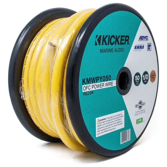 Kicker Marine 1/0 Gauge Tinned Oxygen Free Copper Power/Ground Wire Yellow Lot