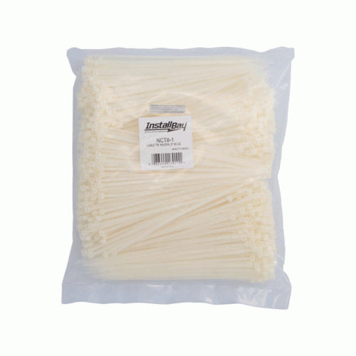 Install Bay 8" 40 LB Natural Cable Zip Ties Package of 1000 NCT8-1