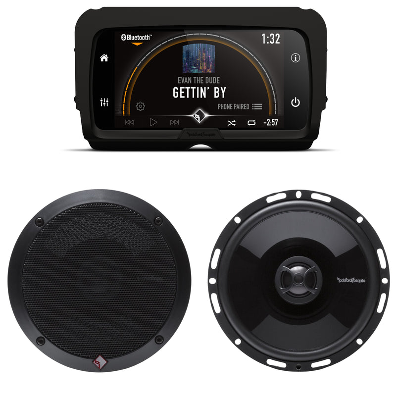 RockFord Fosgate Harley Digital Receiver + Pair of Punch 6.5" Coaxial Speakers