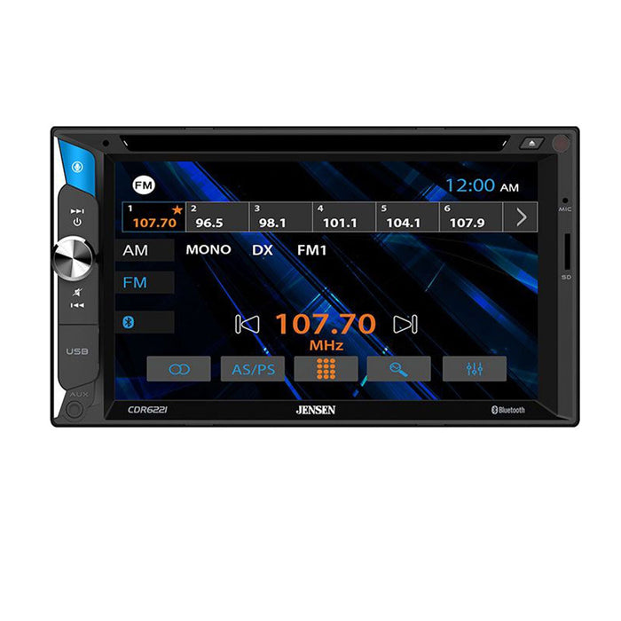 Jensen 6.2" 200 W Touchscreen 2 DIN AM/FM Bluetooth Multimedia DVD/CD Receiver