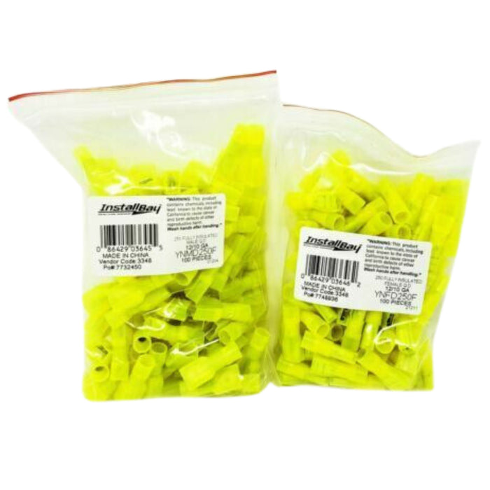 Install Bay 200pcs 10-12 AWG Male & Female Insulated Nylon Quick Disconnect Yellow