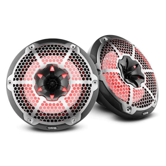 DS18 Pair of 10" Coaxial 200W RMS 4 Ohm Marine Speakers W/ LED RGB Lights CF-10M