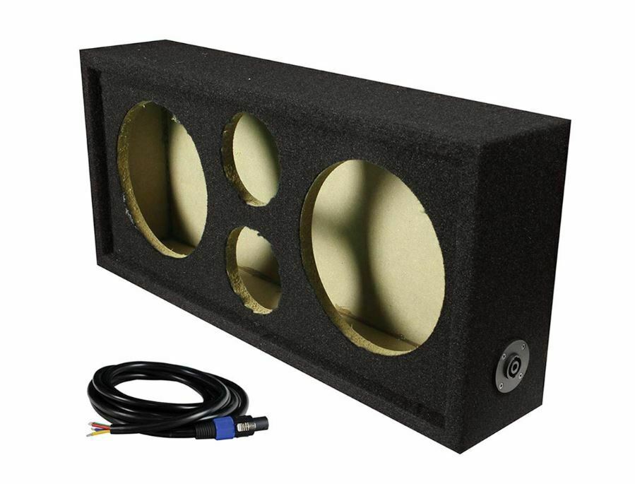QPower 2 Hole 8" Sealed Subwoofer Box w/ 2 3.75" Tweeter Ports & Speakon Cable